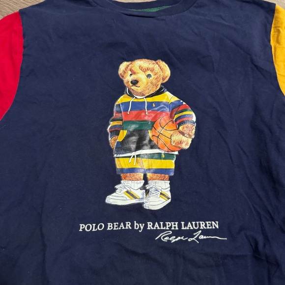 Polo Bear Ralph Lauren Basketball Colorblock Primary Colors T-shirt Large 14 16 - Picture 2 of 4